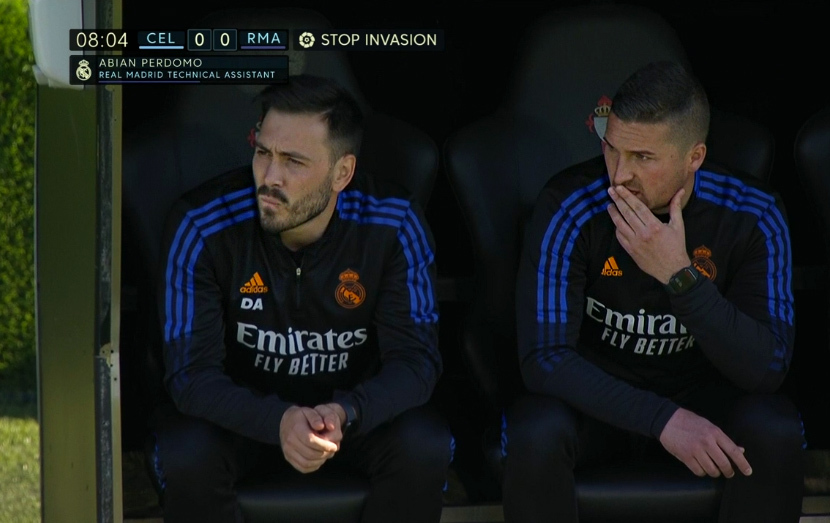 Ancelotti's son Davide, left, was in charge for the weekend's win over Celta Viga