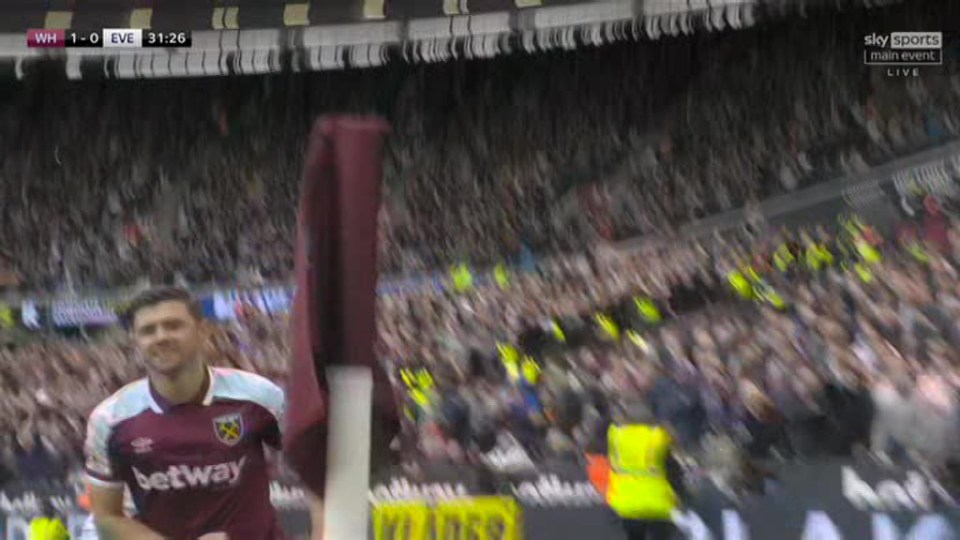 The cameraman went down as he ran to film Cresswell's celebration