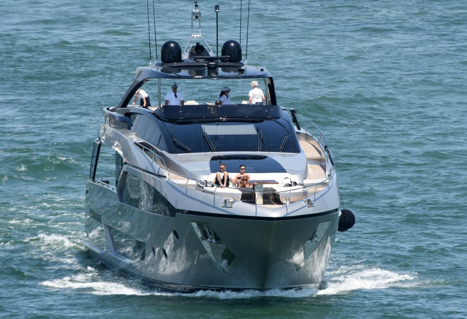 The Beckhams relax on their super yacht in Miami, Florida