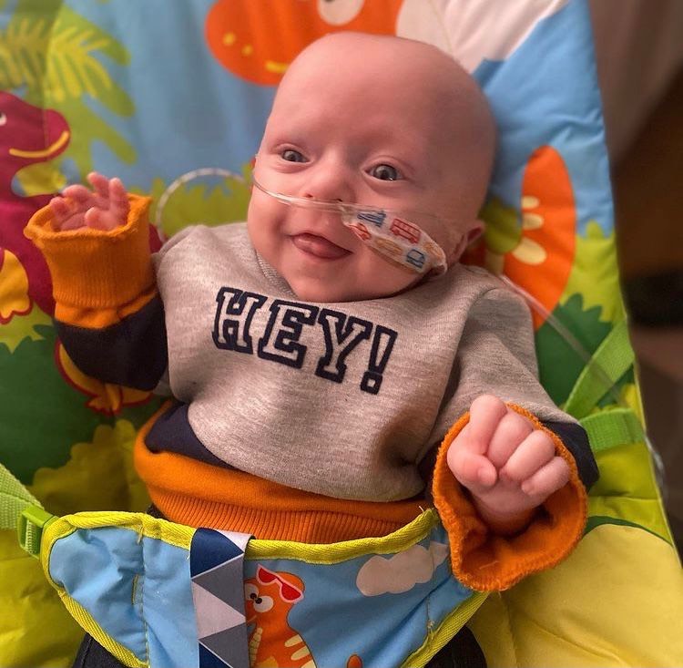 Mason is now seven months old and thriving, although has a chronic lung condition