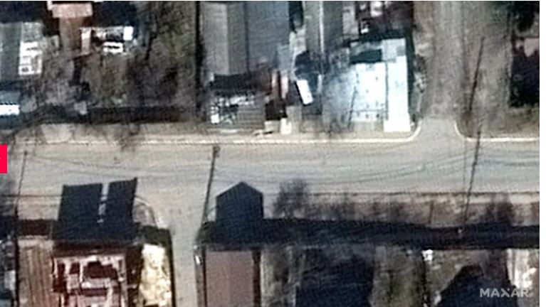 Satellite images take over Bucha on February 28 before Russian troops arrived