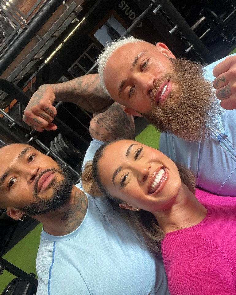 Kaz Crossley has received ‘hate’ for posing with Ashley Cain in a new picture (far right)