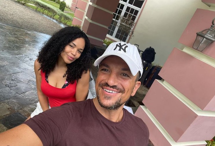 Peter Andre posed with pal and very glam co-star Sarah-Jane Crawford on the set of their new movie