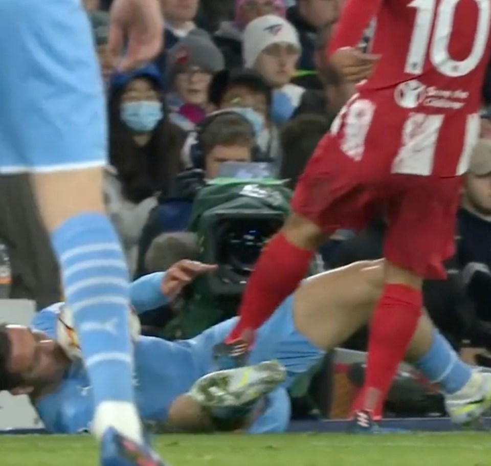 Angel Correa fired the ball into the face of Grealish