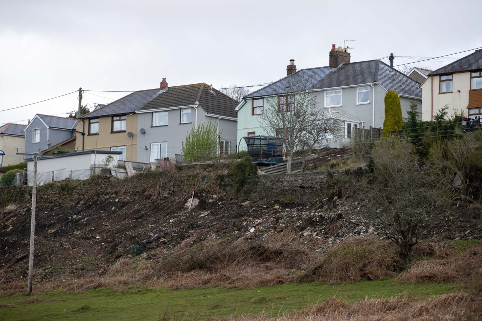 The mess left behind by Mr Rees directly behind people's back gardens