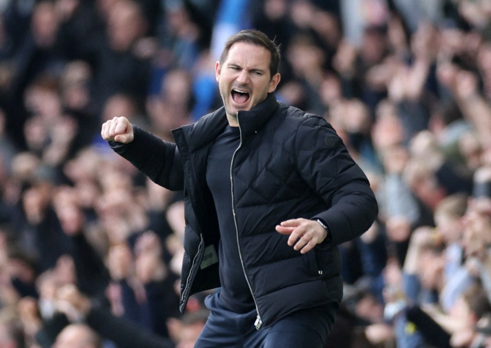 Relieved Frank Lampard punches the air with joy after Gordon's goal