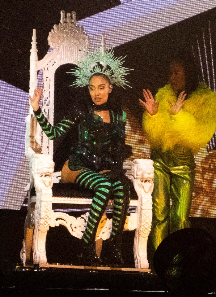 Leigh-Anne waved to fans from a throne