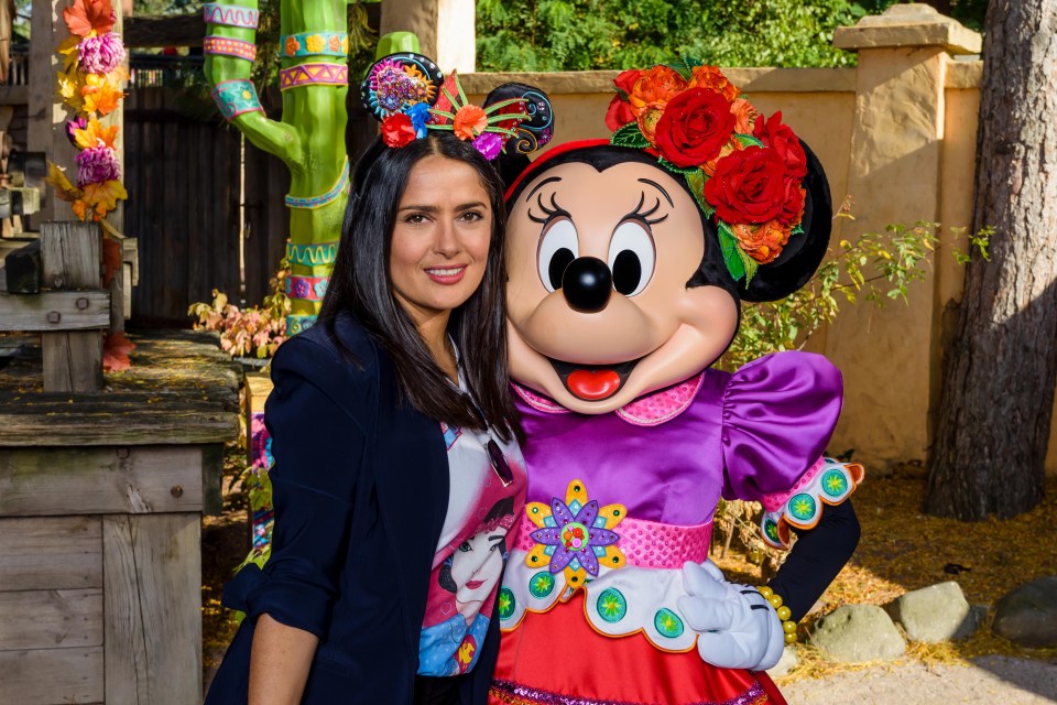 Salma Hayek and Minnie Mouse celebrating Halloween