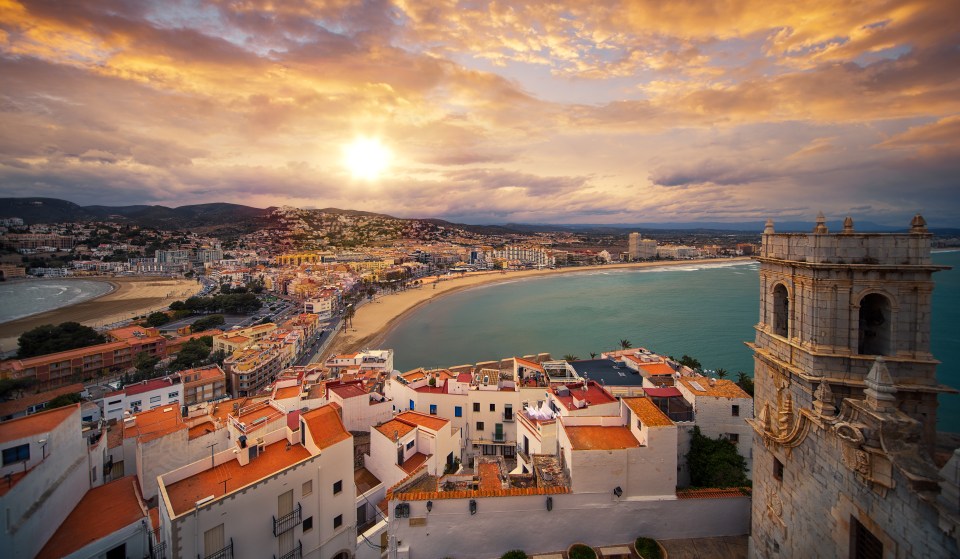 View on Peniscola from the top of Pope Luna’s Castle , Valencia, Spain