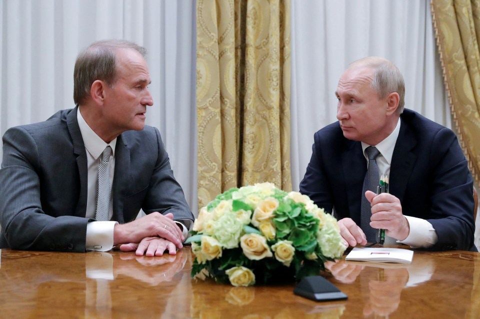 Vladimir Putin with Viktor Medvedchuk in Saint Petersburg