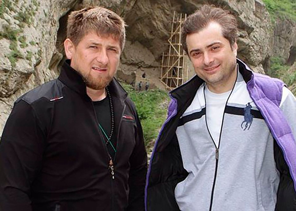 Surkov has been slammed for his close ties to Chechen leader Ramzan Kadyrov (l)