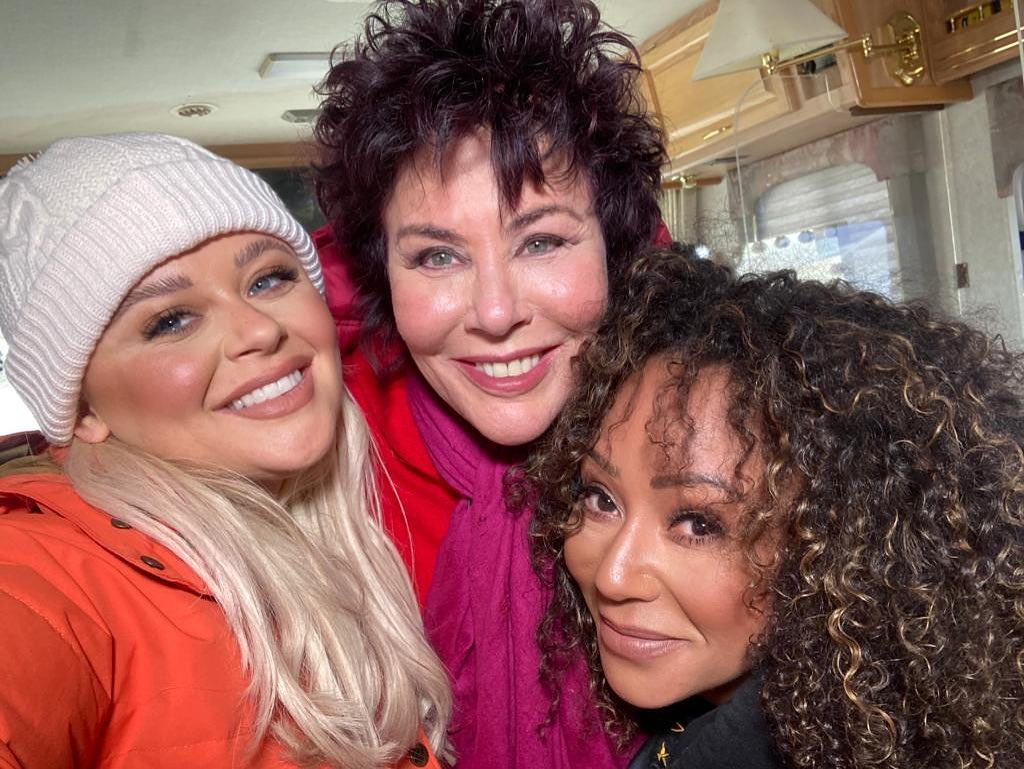 Emily Atack cosies up with Mel B and Ruby Wax as they film new US show in Wild West,