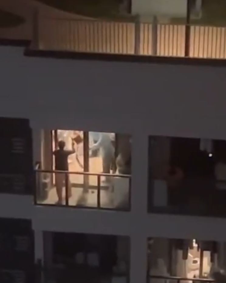 Terrifying footage shows the moment hazmat cops seize a man from his apartment