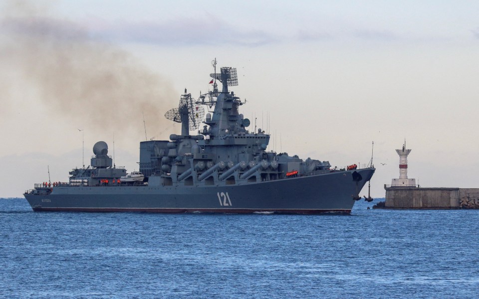 The Moskva missile cruiser is said to have been devastated by the strike which sparked a blaze