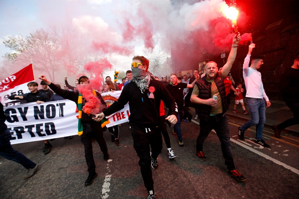 Flares were set off in the streets during the protest