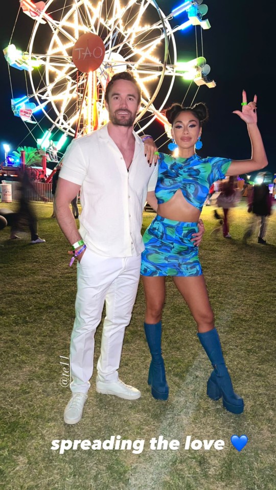 She was attending the festival with boyfriend Thom Evans