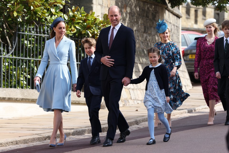 Charlotte dressed in a sky blue dress to match her mum