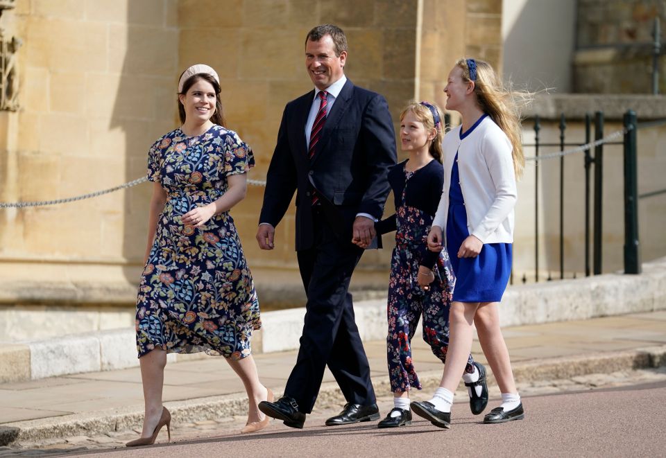 Princess Eugenie joined her cousin Peter Philips and his two children for the service