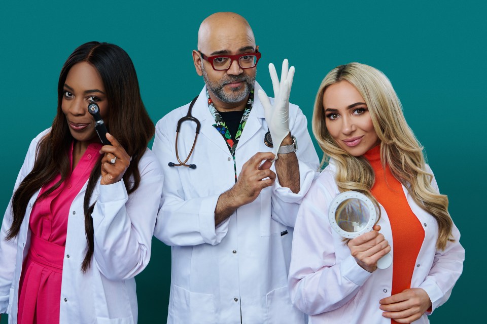 Dr Tosin Ajayi-Sotubo, left, Dr Anand Patel, centre, and Dr Jane Leonard, right, are the new Embarrassing Bodies doctors