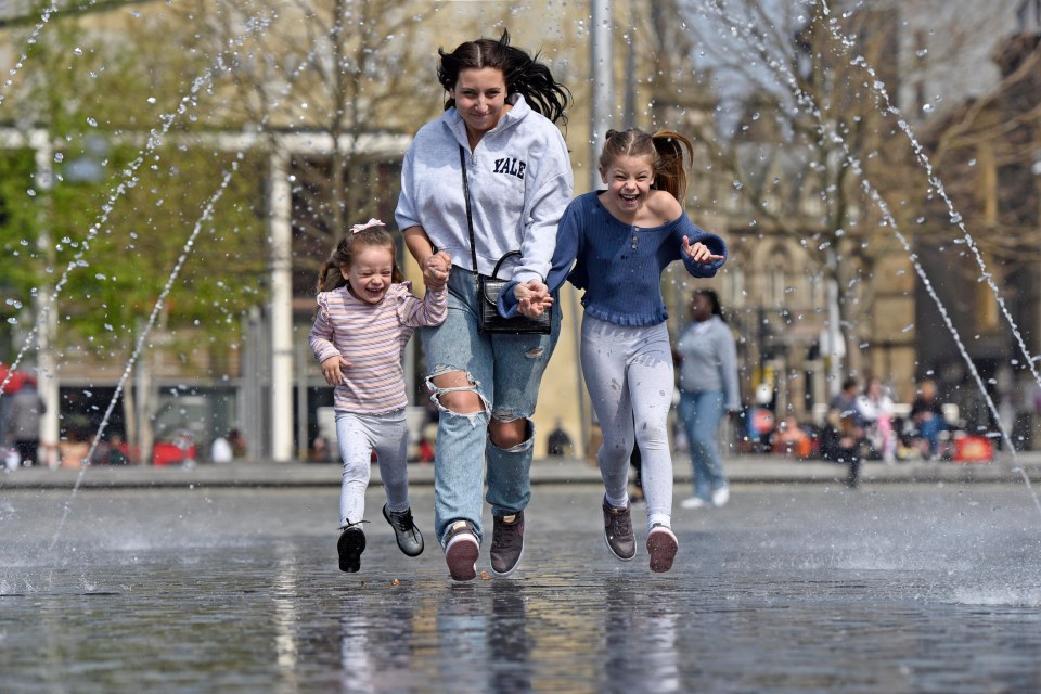 Sisters Bella and Esme Smith, aged nine and four, and their mum Sophie Williams, from Keighley, West Yorkshire