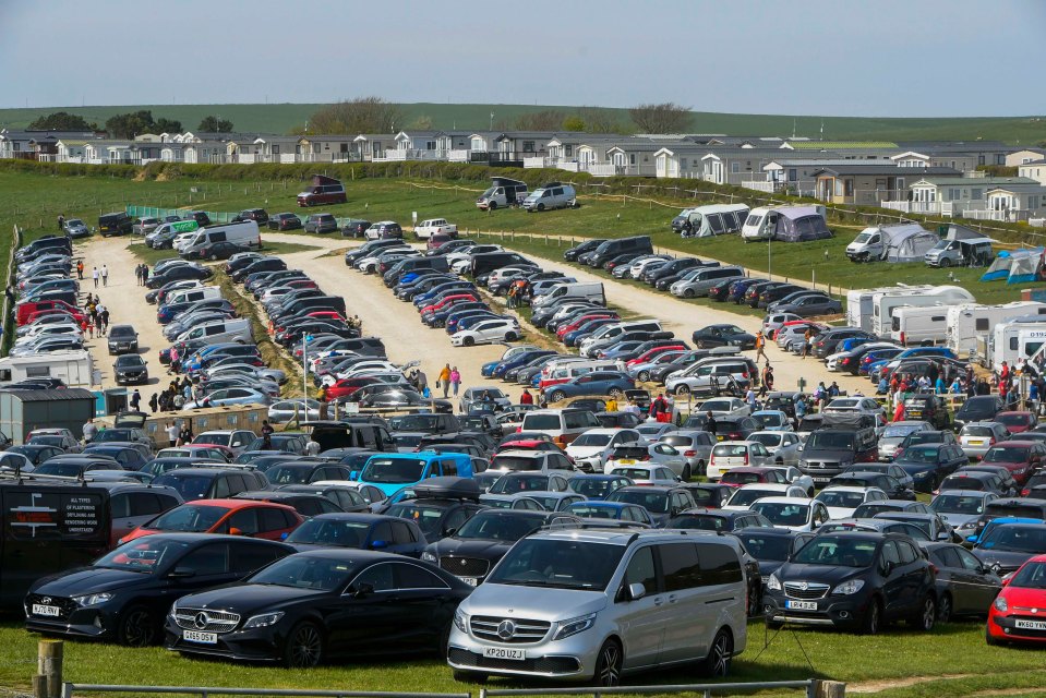 A very full car park at Dorset's Durdle Door