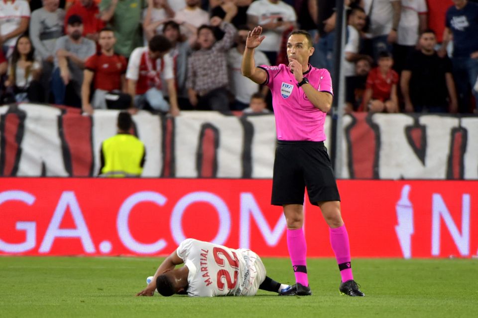 Anthony Martial was booked and then subbed off in another bizarre evening on loan at Sevilla