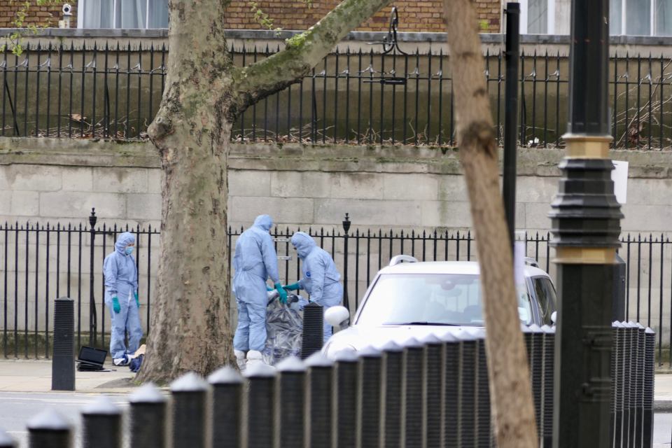 Forensic officers were seen at the scene in London