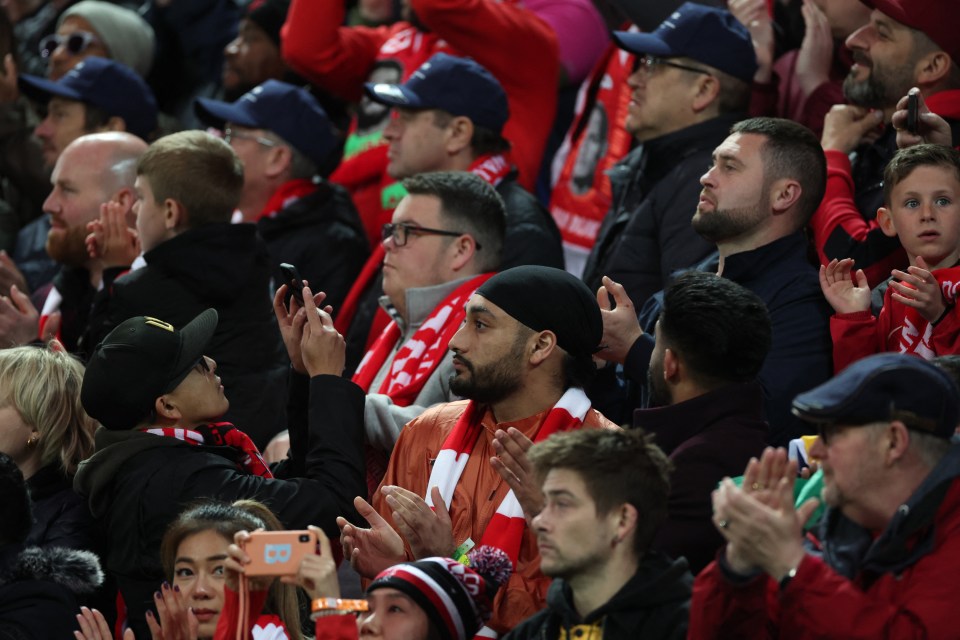 Liverpool fans sang 'You'll Never Walk Alone' in the seventh minute in a touching message to Cristiano Ronaldo