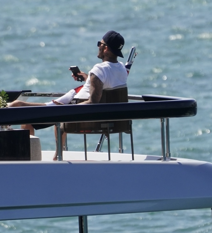 David enjoyed the glorious Miami weather as he sunbathed on the yacht