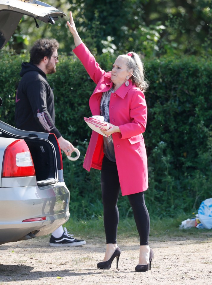 Actress Kellie Bright was seen getting out of a silver car