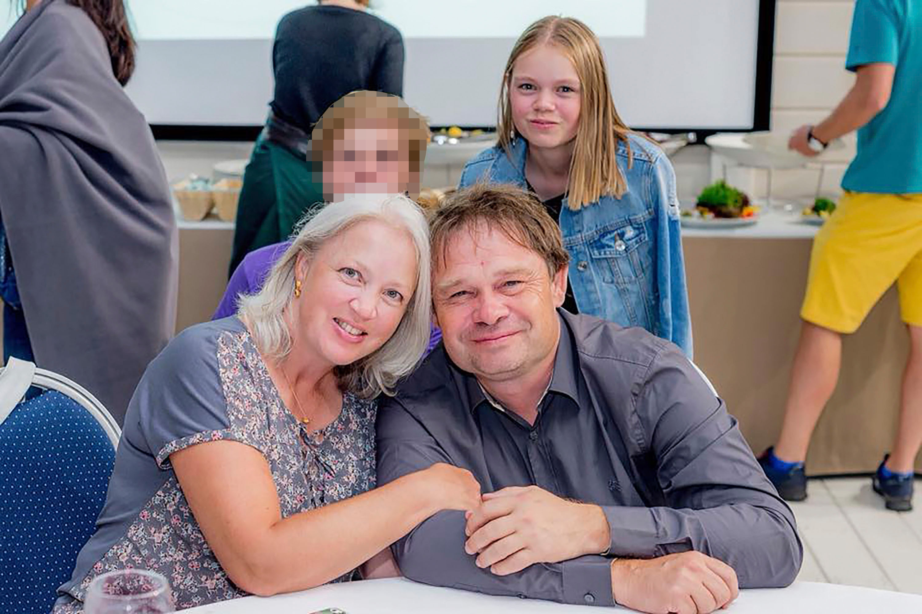 Sergey Protosenya, 55, pictured with his wife Natalya, 53, daughter Maria, 18, and their teenage son