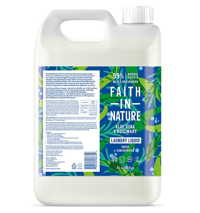 Get a free metal 'Refill-A-Bottle' with a five-litre bottle of Faith In Nature washing-up liquid