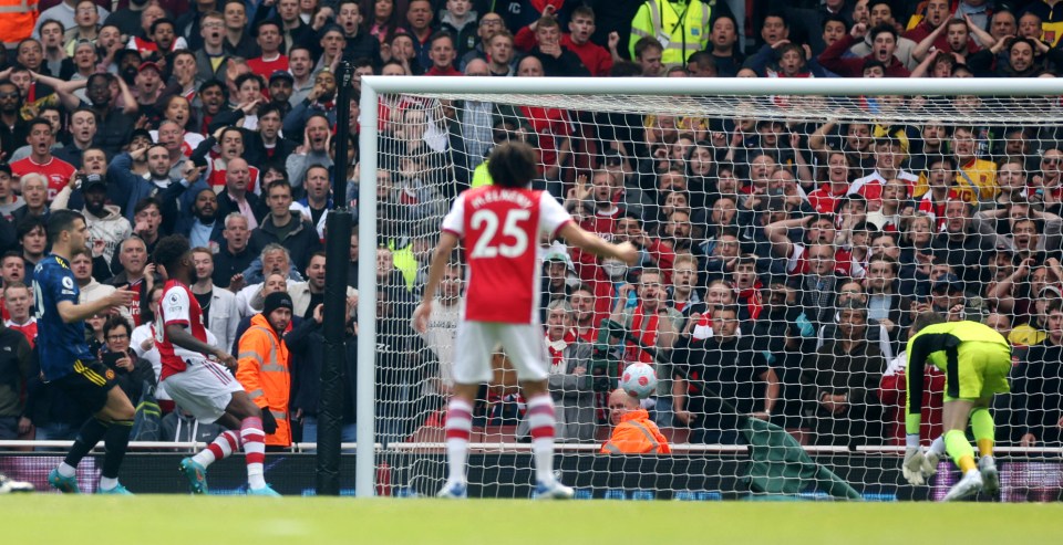 Nuno Tavares tucks home Arsenal's opener