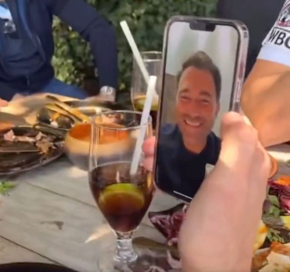 The heavyweight champion even video called Eddie Hearn while out celebrating