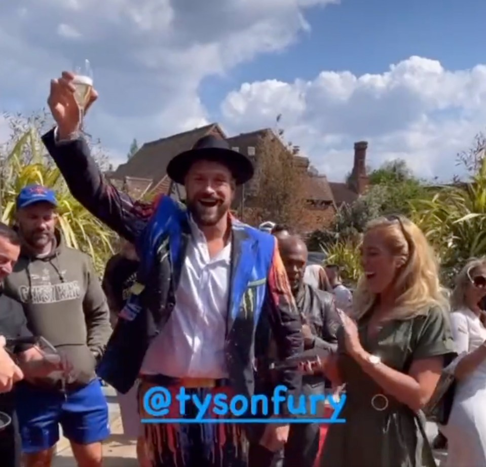 Tyson Fury and wife Paris toasted his Wembley victory in Essex on Sunday