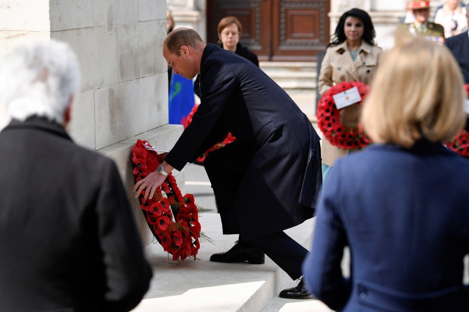 Prince William placed a wreath at the Cenotaph on behalf of the Queen