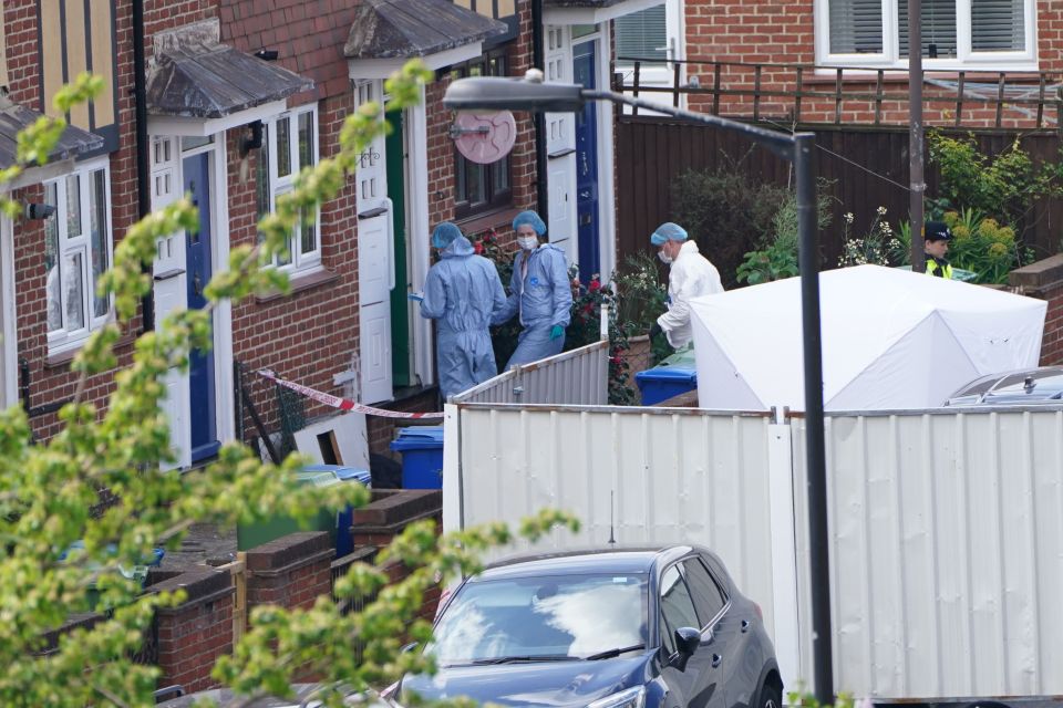 Forensic officers on Delaford Road today