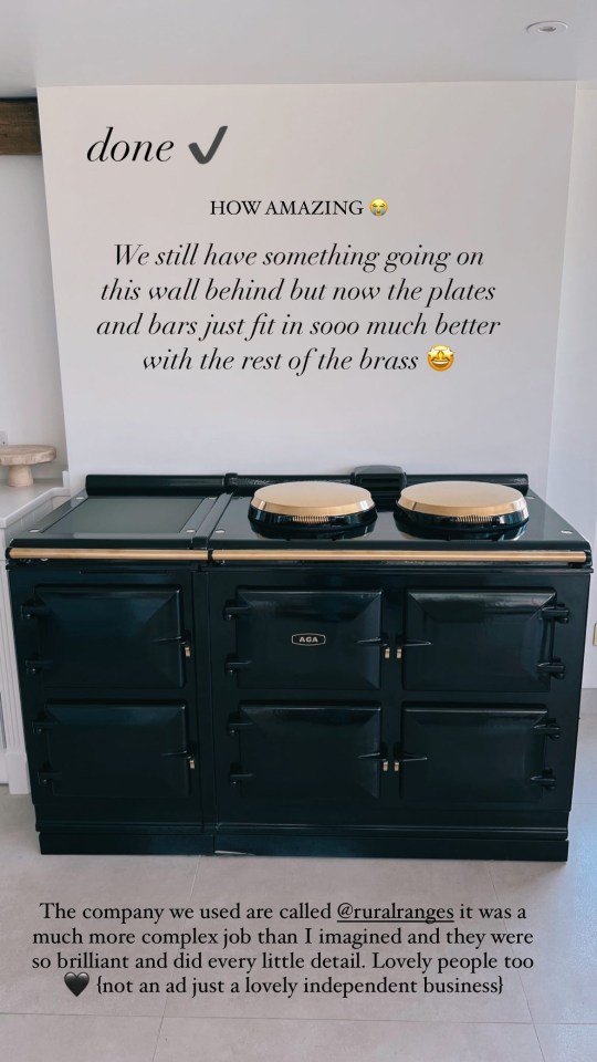 Stacey added brass accents to her £17k Aga