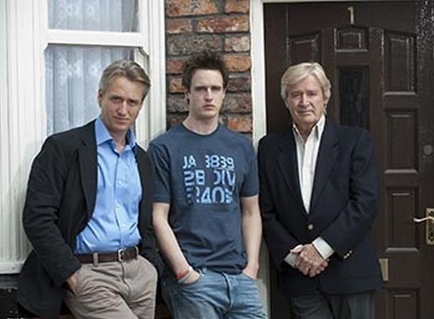 Bill’s real-life sons Linus, left, and James have both starred on the soap