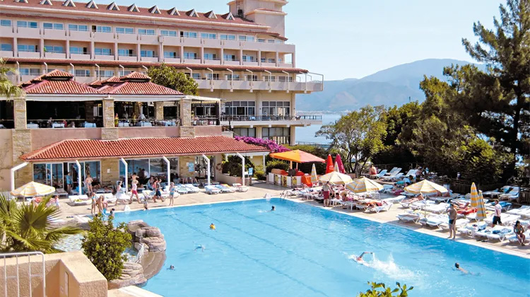 The Labranda Mares resort overlooks the  Marmaris Bay and has pine forests that cover the hills behind it