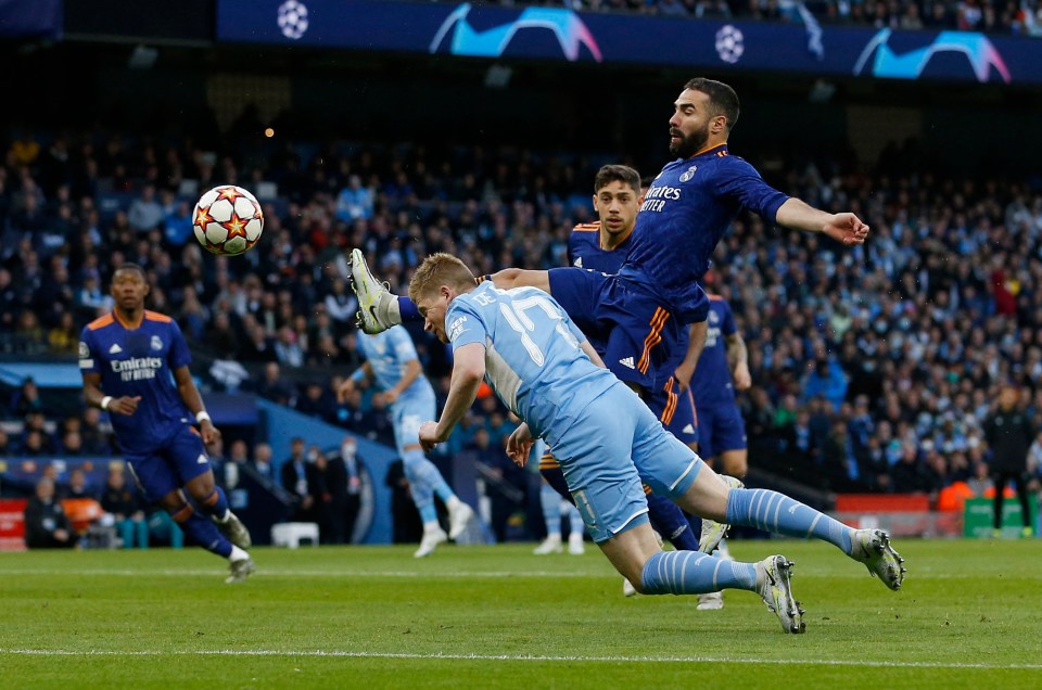 Kevin De Bruyne headed Manchester City into an early lead against Real MAdrid