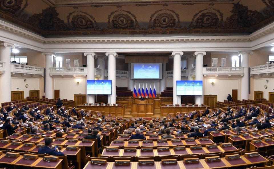 The Russian president was addressing lawmakers in St Petersburg