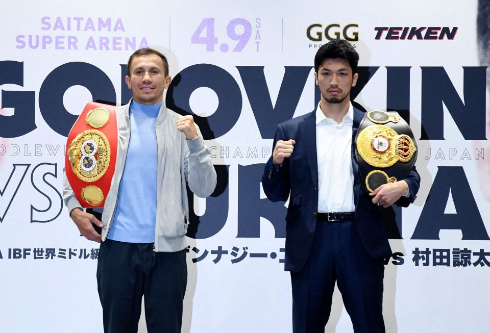 Middleweight IBF world champion Golovkin and middleweight WBA champion Murata