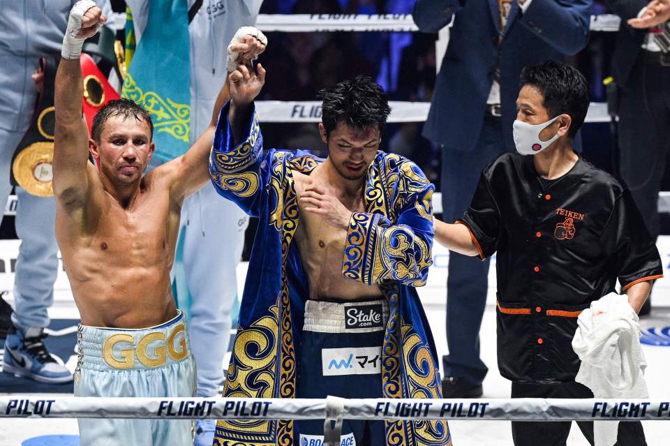 Golovkin with Murata after the fight