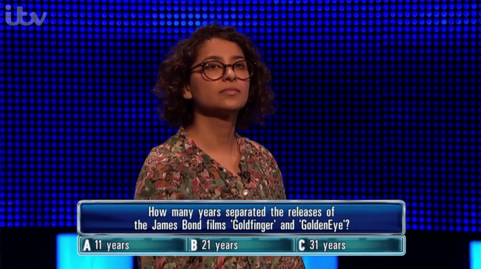 An almost identical James Bond-themed question was asked on The Chase just moments later