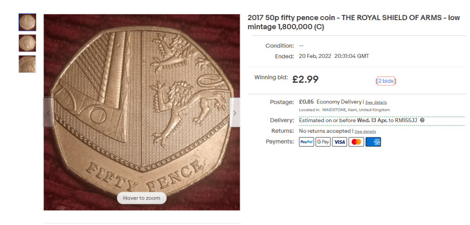 Sellers have taken to eBay to flog the 50p