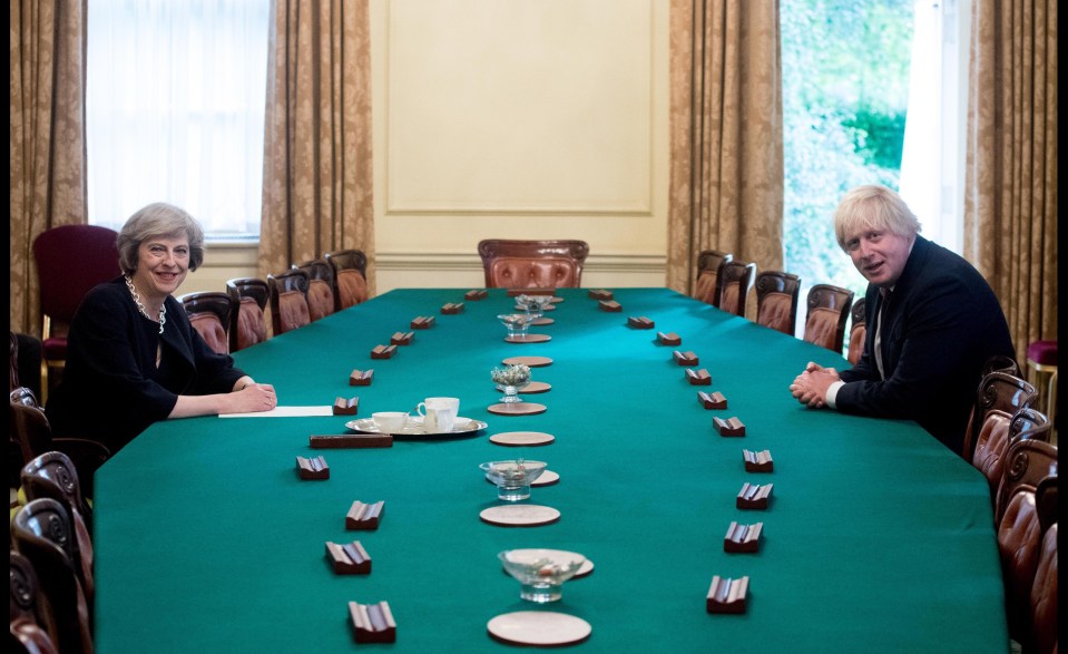 Boris Johnson with Theresa May in the Cabinet Room where the gathering took place