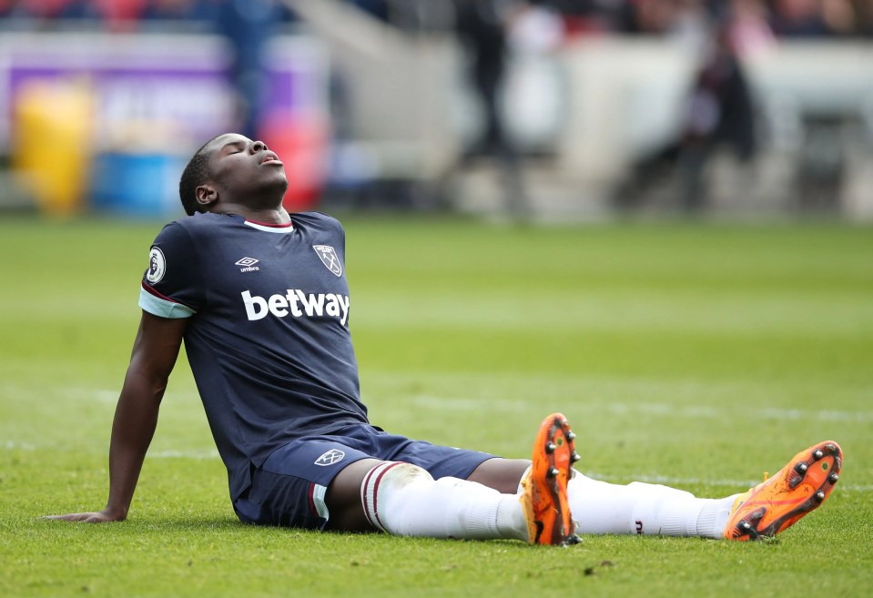 Kurt Zouma is out of West Ham's crucial clash with Lyon through injury