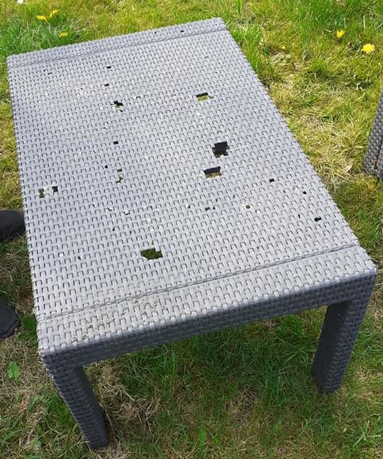 A woman has shared how she transformed her old rattan-style table that had holes in it