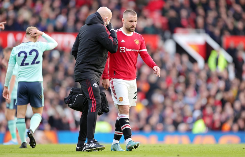 Shaw was forced off in the game against Leicester last weekend